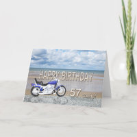 Carte 57ème anniversaire avec moto