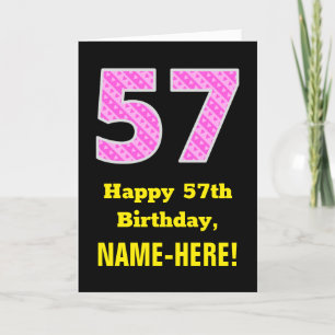 Carte 57ème anniversaire : Pink Stripes and Hearts "57" 