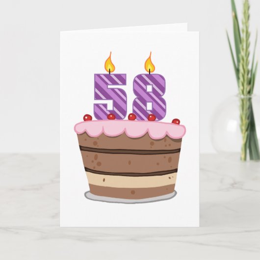 Carte 58 ans sur le gâteau d'anniversaire (Devant)