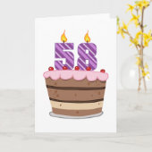 Carte 58 ans sur le gâteau d'anniversaire (Fleur jaune)