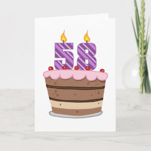 Carte 58 ans sur le gâteau d'anniversaire