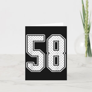 Carte #58 Blanc Maillot de Sport Vintage Numéro 58 Style