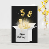 Carte 58e anniversaire Ballons en boîte blanche (Fleur jaune)