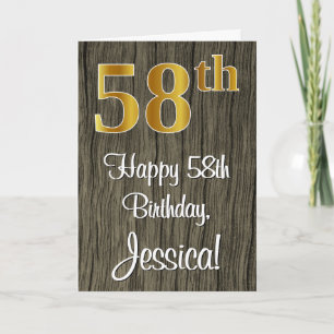 Carte 58e anniversaire : Elégant Faux Gold Look #, Faux