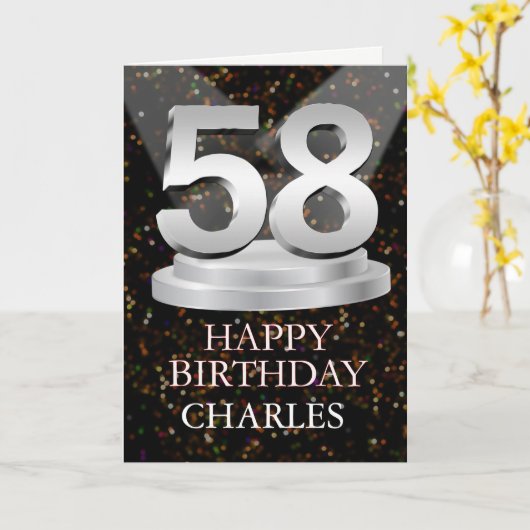 Carte 58e anniversaire Points saillants Ajouter une cart (Fleur jaune)