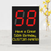 Carte 58e anniversaire : Rouge Digital Clock Style "58"  (Fleur jaune)
