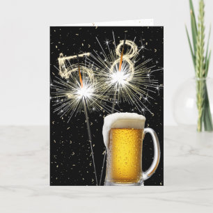 Carte 58e anniversaire Sparklers avec Beer Mug