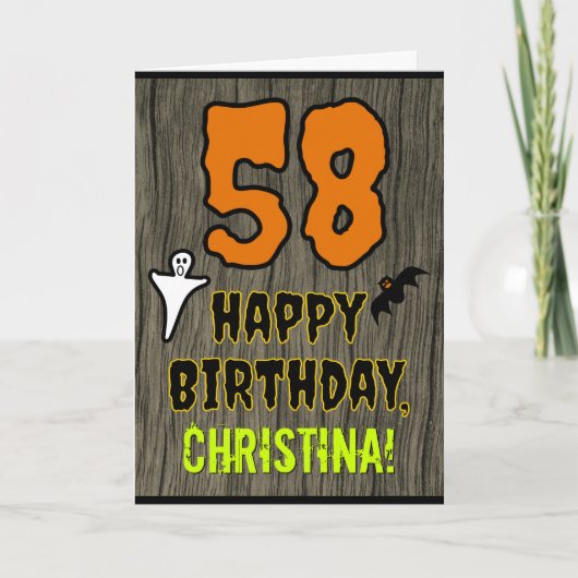 Carte 58e anniversaire : Thème d'Halloween Éffrayant, No (Devant)