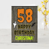 Carte 58e anniversaire : Thème d'Halloween Éffrayant, No (Fleur jaune)