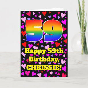 Carte 59e anniversaire : Amour Hearts Motif, Arc en ciel