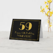 Carte 59e anniversaire : Art Déco Inspiré Look "59" + No (Fleur jaune)