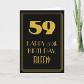 Carte 59e anniversaire ~ Art Déco Inspiré Look "59" & No (Devant)