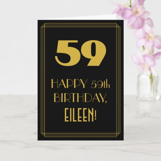 Carte 59e anniversaire ~ Art Déco Inspiré Look "59" & No (Orchidée)