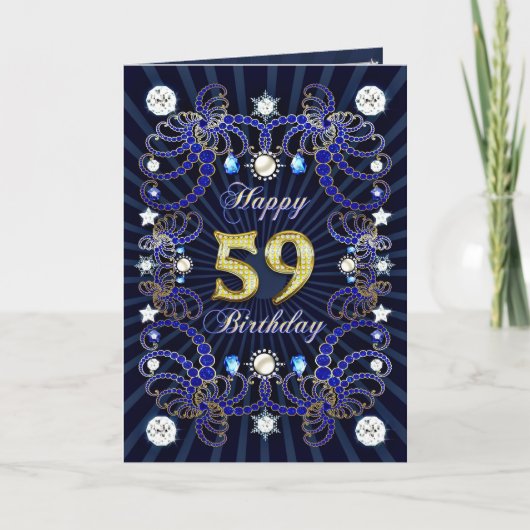 Carte 59e anniversaire avec des masses de bijoux (Devant)