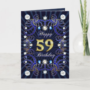 Carte 59e anniversaire avec des masses de bijoux
