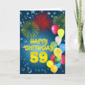 Carte 59e anniversaire avec feux d'artifice et bal (Devant)