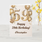 Carte 59e anniversaire Ballons d'or et Confetti Annivers (Fleur jaune)