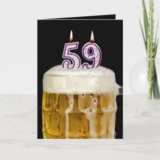 Carte 59e Anniversaire Bière en noir (Devant)