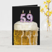 Carte 59e Anniversaire Bière en noir (Fleur jaune)