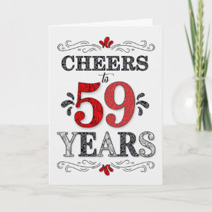 Carte 59e anniversaire Cheers en Motif noir blanc rouge