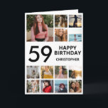 Carte 59e anniversaire Collage photo 13 photos noir blan<br><div class="desc">59e Joyeux Anniversaire Photo Collage 13 Photos Carte d'Anniversaire Noir et Blanc pour n'importe quel âge. 1er 13ème 15ème 16ème 18ème 20ème 21ème 30ème 40ème 50ème 60ème 70ème 80ème 90ème 100ème, tout âge. Pour plus de personnalisation, cliquez sur le bouton "Customiser" et utilisez notre outil de conception pour modifier ce...</div>