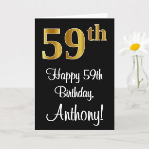 Carte 59e anniversaire ~ Elégant Luxueux Faux Gold Look 