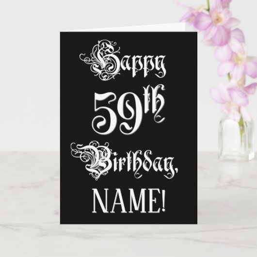 Carte 59e anniversaire : Fancy, Elegant Script + Nom per (Orchidée)