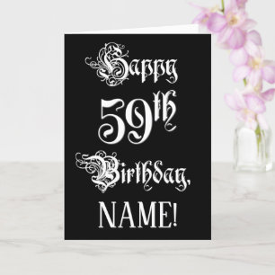Carte 59e anniversaire : Fancy, Elegant Script + Nom per