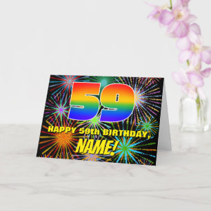Carte 59e anniversaire : Feu d'artifice festif amusant e