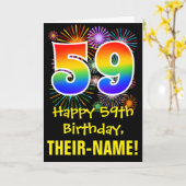 Carte 59e anniversaire : Fun Fireworks Motif + Rainbow 5 (Fleur jaune)