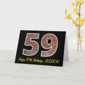 Carte 59e anniversaire - Motif de mur de briques "59" av (Fleur jaune)