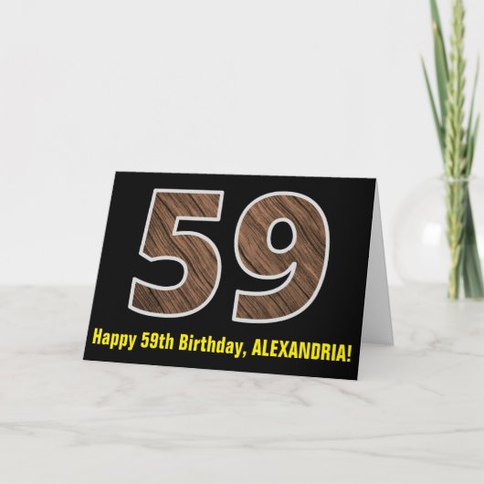 Carte 59e anniversaire : Nom + Faux Motif de grains de b (Devant)