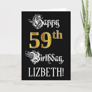 Carte 59e anniversaire — Script fantaisie; look or Faux;