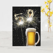 Carte 59e anniversaire Sparklers avec Beer Mug (Fleur jaune)