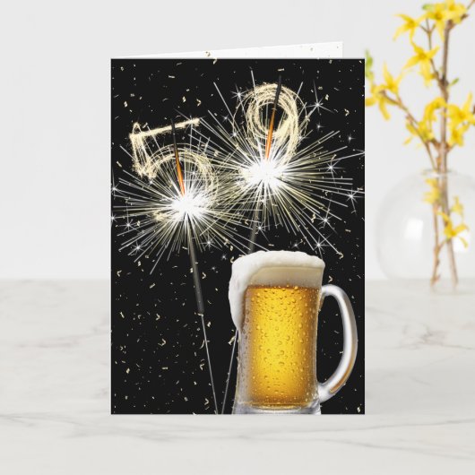 Carte 59e anniversaire Sparklers avec Beer Mug (Fleur jaune)
