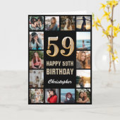 Carte 59e Joyeux Anniversaire Black and Gold Photo Colla (Fleur jaune)