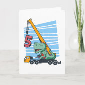 Carte 5 ans 5Anniversaire grue mobile Dinosaur (Devant)