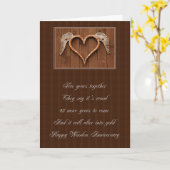Carte 5 ans Anniversaire du coeur en bois (Fleur jaune)