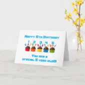 CARTE 5 CUPCAKES POUR VOTRE *****5E ANNIVERSAIRE**** S'A (Fleur jaune)