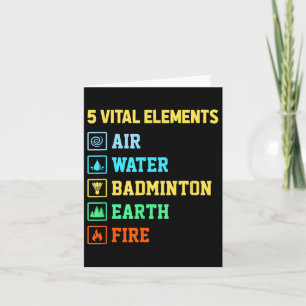Carte 5 Éléments vitaux Air Water Badminton Earth Fire S