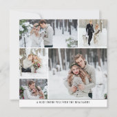 Carte 5 photo collage Newlyweds Mariage Carré Merci (Devant)