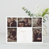 Carte 5 Photos White Chic Trendy Collage Wedding Covid19 (Debout devant)