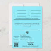 Carte 5"x7" Electric Blue Performance Gift Certificate (Dos)