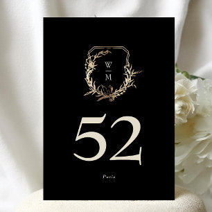 Carte 5 x 7 Classic Black Cream Gold Wreath Numéro de ta