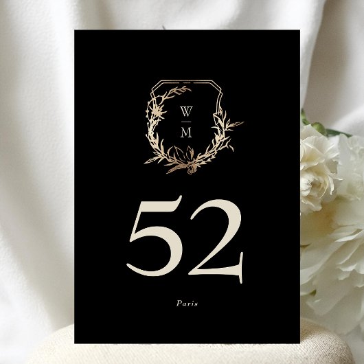 Carte 5 x 7 Classic Black Cream Gold Wreath Numéro de ta