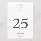 Carte 5 x 7 classique or monogramme mariage numéro de ta (Devant)