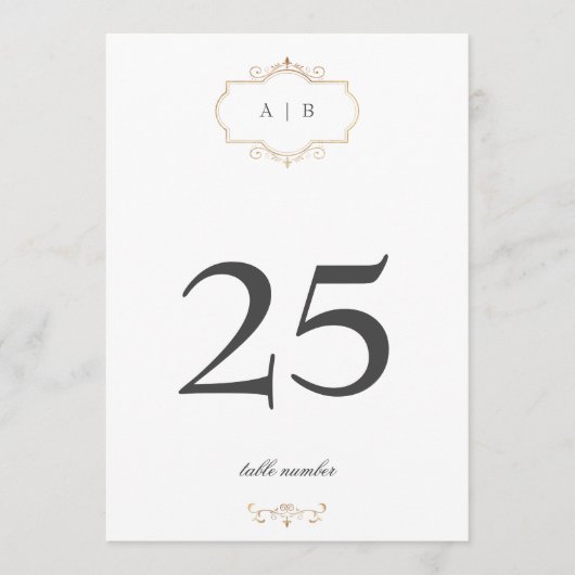 Carte 5 x 7 classique or monogramme mariage numéro de ta (Devant)