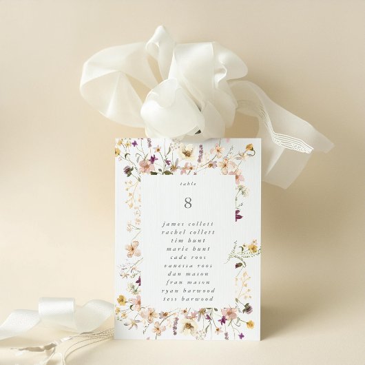 Carte 5 x 7 Fleur sauvage Pampas Mariage Numéros de tabl