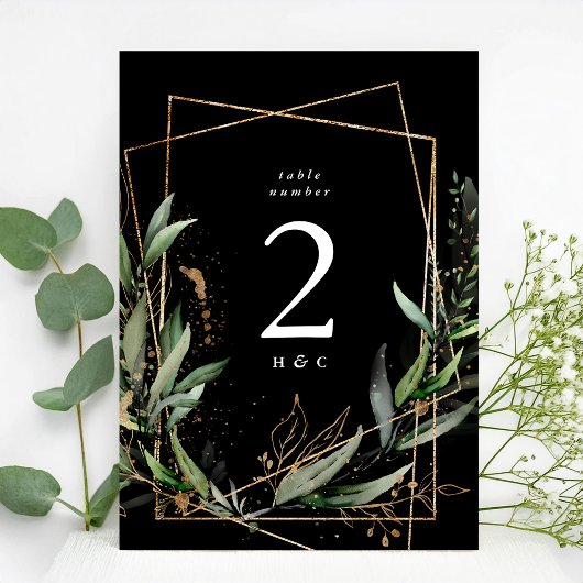 Carte 5 x 7 Gold Eucalyptus Black Premium Numéro de tabl