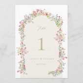 Carte 5 X 7 Mariage d'arche fleurie daineuse Numéro de t (Dos)